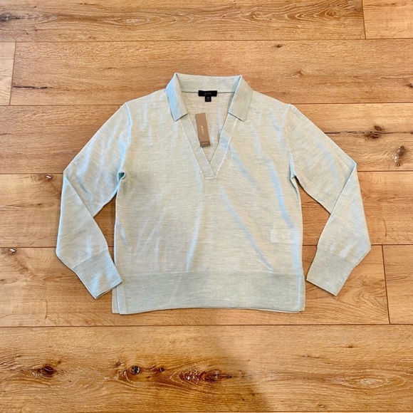 J. Crew Tops - J.Crew Collared merino wool sweater  Spearmint Green size XS NEW.